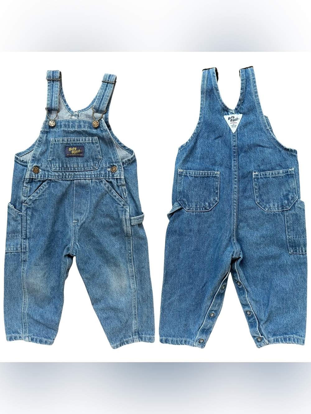 Vintage Kids Unisex Oshkosh B’Gosh Faded Denim Vestbak Overalls Size 18 Months